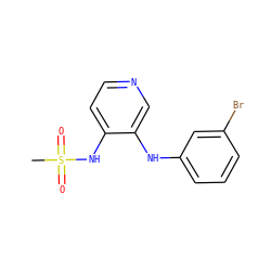 CS(=O)(=O)Nc1ccncc1Nc1cccc(Br)c1 ZINC000048999359
