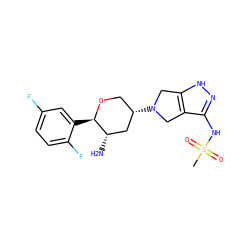 CS(=O)(=O)Nc1n[nH]c2c1CN([C@H]1CO[C@H](c3cc(F)ccc3F)[C@@H](N)C1)C2 ZINC000653760581
