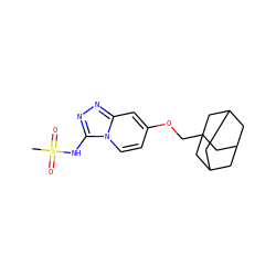 CS(=O)(=O)Nc1nnc2cc(OCC34CC5CC(CC(C5)C3)C4)ccn12 ZINC000222522893