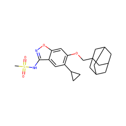 CS(=O)(=O)Nc1noc2cc(OCC34CC5CC(CC(C5)C3)C4)c(C3CC3)cc12 ZINC000218092841