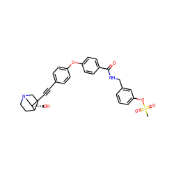 CS(=O)(=O)Oc1cccc(CNC(=O)c2ccc(Oc3ccc(C#C[C@]4(O)CN5CCC4CC5)cc3)cc2)c1 ZINC000073219646