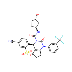 CS(=O)(=O)c1cc(C#N)ccc1[C@@H]1C2=C(CCC2=O)N(c2cccc(C(F)(F)F)c2)C(=O)N1C(=O)N[C@H]1CC[C@H](O)C1 ZINC001772640240