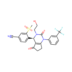 CS(=O)(=O)c1cc(C#N)ccc1[C@@H]1C2=C(CCC2=O)N(c2cccc(C(F)(F)F)c2)C(=O)N1CCO ZINC001772579825