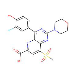 CS(=O)(=O)c1cc(C(=O)O)nc2c(-c3ccc(O)c(F)c3)nc(N3CCOCC3)nc12 ZINC000169698817