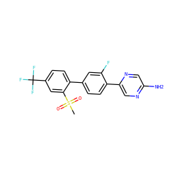 CS(=O)(=O)c1cc(C(F)(F)F)ccc1-c1ccc(-c2cnc(N)cn2)c(F)c1 ZINC000224783016