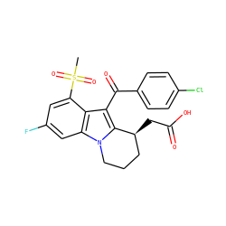CS(=O)(=O)c1cc(F)cc2c1c(C(=O)c1ccc(Cl)cc1)c1n2CCC[C@@H]1CC(=O)O ZINC000029052725