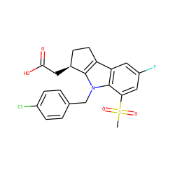 CS(=O)(=O)c1cc(F)cc2c3c(n(Cc4ccc(Cl)cc4)c12)[C@@H](CC(=O)O)CC3 ZINC000003961849