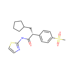 CS(=O)(=O)c1ccc([C@@H](CC2CCCC2)C(=O)Nc2nccs2)cc1 ZINC000003817750
