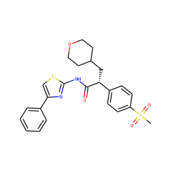 CS(=O)(=O)c1ccc([C@@H](CC2CCOCC2)C(=O)Nc2nc(-c3ccccc3)cs2)cc1 ZINC000049808514