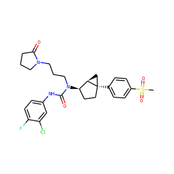 CS(=O)(=O)c1ccc([C@]23CC[C@@H](N(CCCN4CCCC4=O)C(=O)Nc4ccc(F)c(Cl)c4)[C@H]2C3)cc1 ZINC000036351513