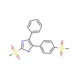 CS(=O)(=O)c1ccc(-c2[nH]c(S(C)(=O)=O)nc2-c2ccccc2)cc1 ZINC000095602889