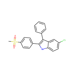 CS(=O)(=O)c1ccc(-c2[nH]c3ccc(Cl)cc3c2-c2ccccc2)cc1 ZINC000013477381