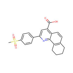 CS(=O)(=O)c1ccc(-c2cc(C(=O)O)c3ccc4c(c3n2)CCCC4)cc1 ZINC000045316436