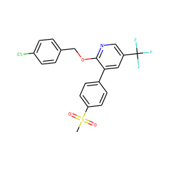 CS(=O)(=O)c1ccc(-c2cc(C(F)(F)F)cnc2OCc2ccc(Cl)cc2)cc1 ZINC000029408371