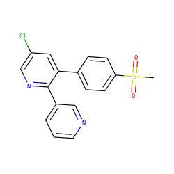 CS(=O)(=O)c1ccc(-c2cc(Cl)cnc2-c2cccnc2)cc1 ZINC000000023207