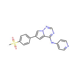 CS(=O)(=O)c1ccc(-c2cc3c(Nc4ccncc4)ncnn3c2)cc1 ZINC000230509532