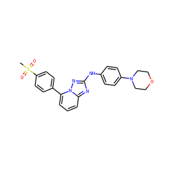 CS(=O)(=O)c1ccc(-c2cccc3nc(Nc4ccc(N5CCOCC5)cc4)nn23)cc1 ZINC000068247681