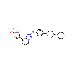 CS(=O)(=O)c1ccc(-c2cccn3nc(Nc4ccc(N5CCC(N6CCOCC6)CC5)cc4)nc23)cc1 ZINC000142813524