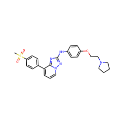 CS(=O)(=O)c1ccc(-c2cccn3nc(Nc4ccc(OCCN5CCCC5)cc4)nc23)cc1 ZINC000147104635