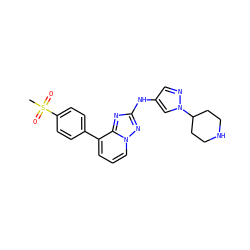CS(=O)(=O)c1ccc(-c2cccn3nc(Nc4cnn(C5CCNCC5)c4)nc23)cc1 ZINC000148218637