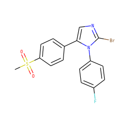 CS(=O)(=O)c1ccc(-c2cnc(Br)n2-c2ccc(F)cc2)cc1 ZINC000013525106