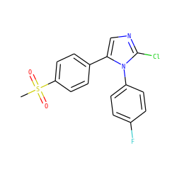 CS(=O)(=O)c1ccc(-c2cnc(Cl)n2-c2ccc(F)cc2)cc1 ZINC000000588569