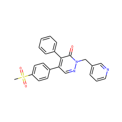 CS(=O)(=O)c1ccc(-c2cnn(Cc3cccnc3)c(=O)c2-c2ccccc2)cc1 ZINC000012352444
