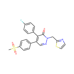 CS(=O)(=O)c1ccc(-c2cnn(Cc3nccs3)c(=O)c2-c2ccc(F)cc2)cc1 ZINC000012352445