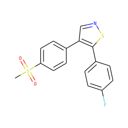 CS(=O)(=O)c1ccc(-c2cnsc2-c2ccc(F)cc2)cc1 ZINC000028007552