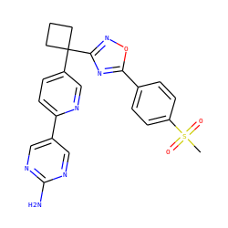 CS(=O)(=O)c1ccc(-c2nc(C3(c4ccc(-c5cnc(N)nc5)nc4)CCC3)no2)cc1 ZINC000096175410