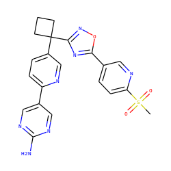 CS(=O)(=O)c1ccc(-c2nc(C3(c4ccc(-c5cnc(N)nc5)nc4)CCC3)no2)cn1 ZINC000096175524