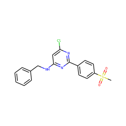 CS(=O)(=O)c1ccc(-c2nc(Cl)cc(NCc3ccccc3)n2)cc1 ZINC000029132716