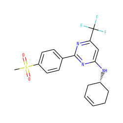 CS(=O)(=O)c1ccc(-c2nc(N[C@H]3CC=CCC3)cc(C(F)(F)F)n2)cc1 ZINC000103170816