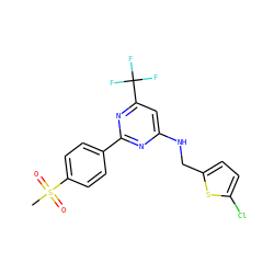 CS(=O)(=O)c1ccc(-c2nc(NCc3ccc(Cl)s3)cc(C(F)(F)F)n2)cc1 ZINC000029131810