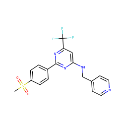 CS(=O)(=O)c1ccc(-c2nc(NCc3ccncc3)cc(C(F)(F)F)n2)cc1 ZINC000029132294