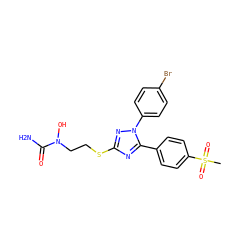 CS(=O)(=O)c1ccc(-c2nc(SCCN(O)C(N)=O)nn2-c2ccc(Br)cc2)cc1 ZINC000214538812