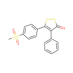 CS(=O)(=O)c1ccc(-c2ssc(=O)c2-c2ccccc2)cc1 ZINC000040405274