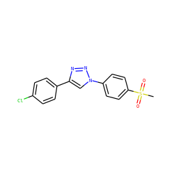 CS(=O)(=O)c1ccc(-n2cc(-c3ccc(Cl)cc3)nn2)cc1 ZINC000040845584