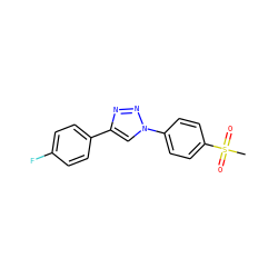 CS(=O)(=O)c1ccc(-n2cc(-c3ccc(F)cc3)nn2)cc1 ZINC000040380601