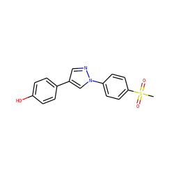 CS(=O)(=O)c1ccc(-n2cc(-c3ccc(O)cc3)cn2)cc1 ZINC000653884681
