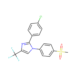 CS(=O)(=O)c1ccc(-n2cc(C(F)(F)F)nc2-c2ccc(Cl)cc2)cc1 ZINC000003814607