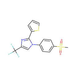 CS(=O)(=O)c1ccc(-n2cc(C(F)(F)F)nc2-c2cccs2)cc1 ZINC000000841385