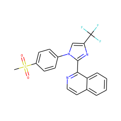 CS(=O)(=O)c1ccc(-n2cc(C(F)(F)F)nc2-c2nccc3ccccc23)cc1 ZINC000013812860