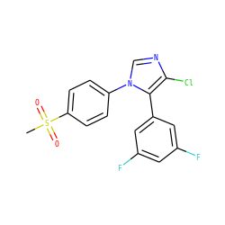 CS(=O)(=O)c1ccc(-n2cnc(Cl)c2-c2cc(F)cc(F)c2)cc1 ZINC000000592935