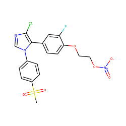 CS(=O)(=O)c1ccc(-n2cnc(Cl)c2-c2ccc(OCCO[N+](=O)[O-])c(F)c2)cc1 ZINC000035324983