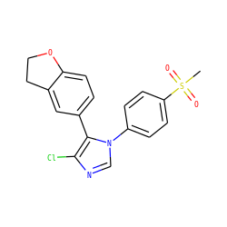 CS(=O)(=O)c1ccc(-n2cnc(Cl)c2-c2ccc3c(c2)CCO3)cc1 ZINC000013525251