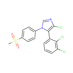 CS(=O)(=O)c1ccc(-n2cnc(Cl)c2-c2cccc(Cl)c2Cl)cc1 ZINC000027099984