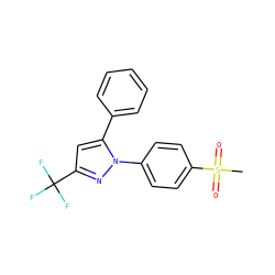 CS(=O)(=O)c1ccc(-n2nc(C(F)(F)F)cc2-c2ccccc2)cc1 ZINC000140651155