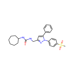 CS(=O)(=O)c1ccc(-n2nc(CNC(=O)NC3CCCCCC3)cc2-c2ccccc2)cc1 ZINC000071296761