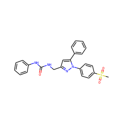 CS(=O)(=O)c1ccc(-n2nc(CNC(=O)Nc3ccccc3)cc2-c2ccccc2)cc1 ZINC000071330472